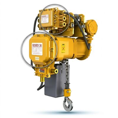 comprar Talha Elétrica à Prova de Explosão de 3 Ton Exd II CT4 com Velocidade Variável, Corrente G80 IP65, 380V, Amarela de Precisão Fabricação em linha