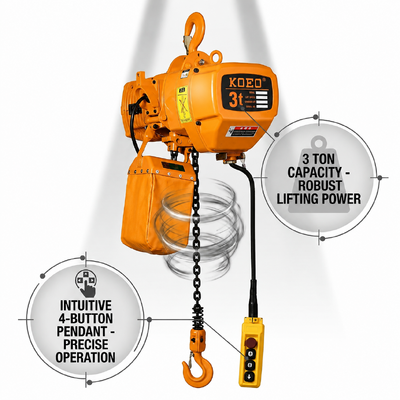 ซื้อ 3T 3 Phase Electric Chain Hoist แบบเดินทางแบบโซ่สองโซ่ 3.0KW การผลิตออนไลน์